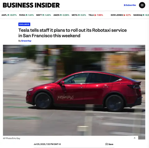 特斯拉Robotaxi再下一城：本周末在旧金山上线，未来还要开遍全球